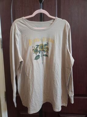 NWOT Torrid Size 2 Tears for Fears Band Tee Tan Long Sleeve